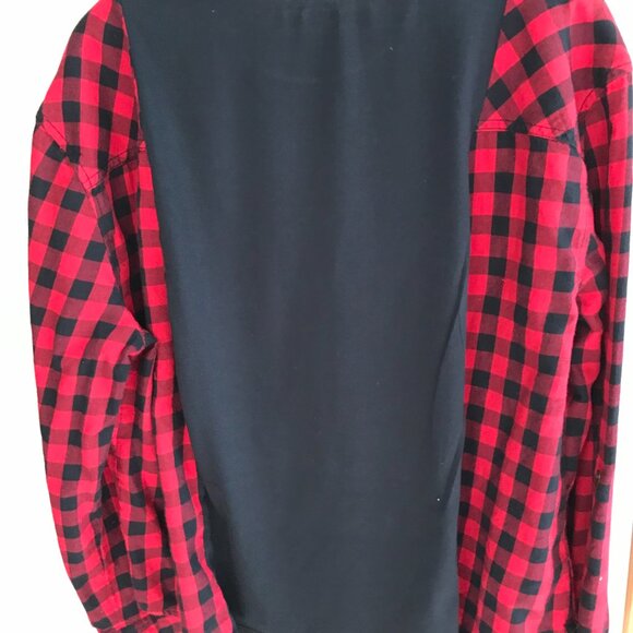 Plaid Flannel Shirt Upcycle, Size L XL 2XL: Oversized Christmas Graphic T-Shirt - Picture 6 of 7